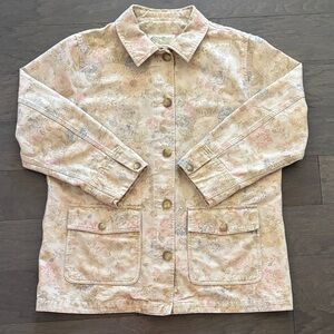 Eddie Bauer Pastel Floral Utility Jacket - Cream and Pink